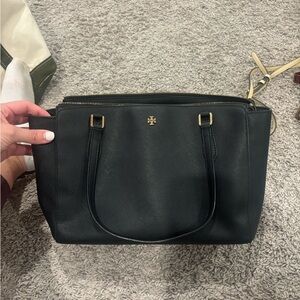 Tory Burch Black Tote with Gold Accents